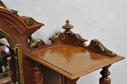 Antique Victorian Burl Walnut Slant Front Secretary Writing Desk with Mirror