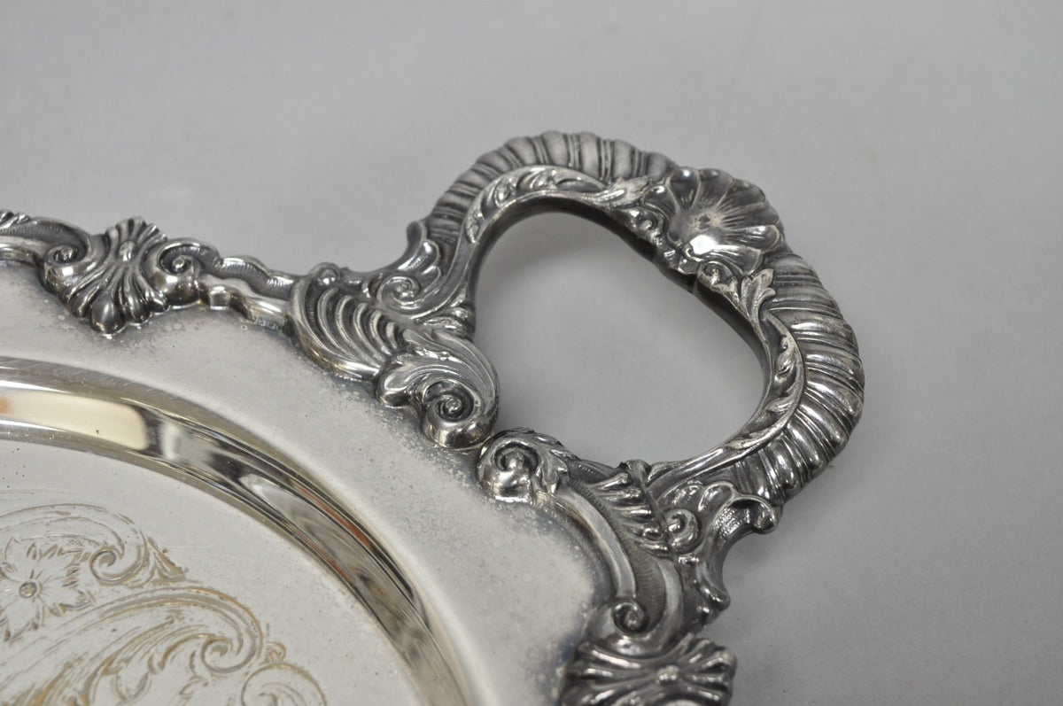 Vintage Sheffield Victorian Silver Plated Oval Platter Tray 25th Anniversary