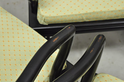 Vintage Oriental Ming Style Ebonized Horseshoe Lounge Chairs by Century (B) Pair