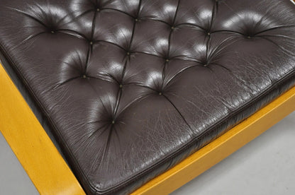 Vintage Noboru Nakamura Poang for Ikea Bentwood Brown Leather Footstool Ottoman