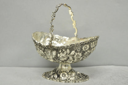 Antique Victorian Japanese Silver Plated Rose Flower Repousse Nut Bowl Dish