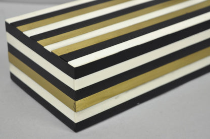 Modern Black White & Gold Bone & Brass Inlay Jewelry Trinket Box by Current Home