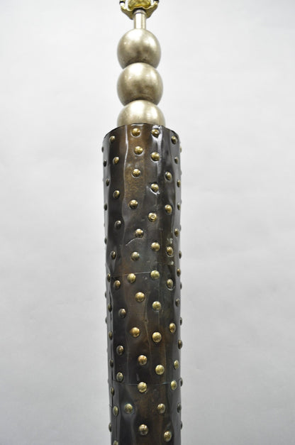 Vintage Leeazanne Postmodern Art Deco Style Metal Tapered Skyscraper Floor Lamp