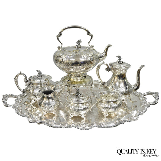 Antique John Turton Sheffield England Victorian Silver Plated Tea Set - 7 Pc Set