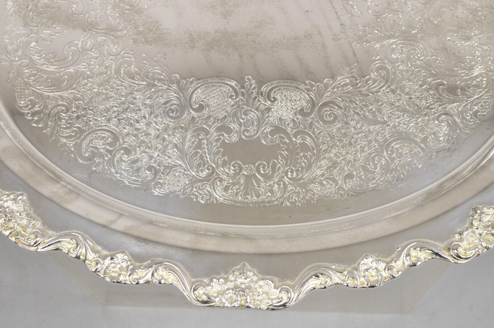 Vintage Towle Large Ornate Victorian Oval Silver Plated Serving Platter Tray