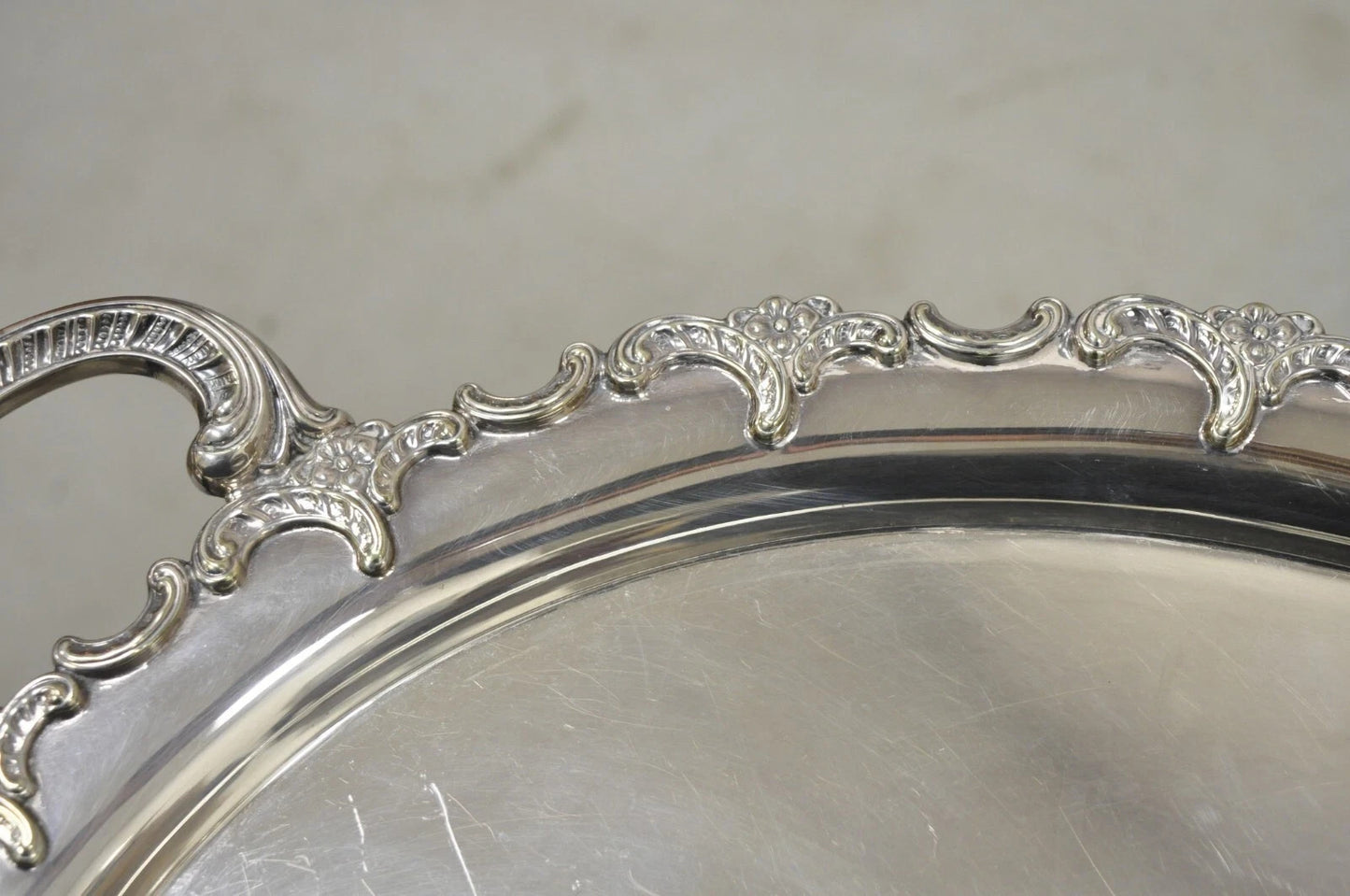 Vintage Alpacca Victorian Silver Plated (2) Handle Oval Serving Platter Bar Tray