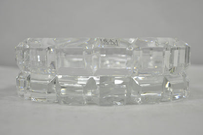 Vintage Highcrest by Mikasa Large 7" Leaded Crystal Glass Ashtray Cube Pattern