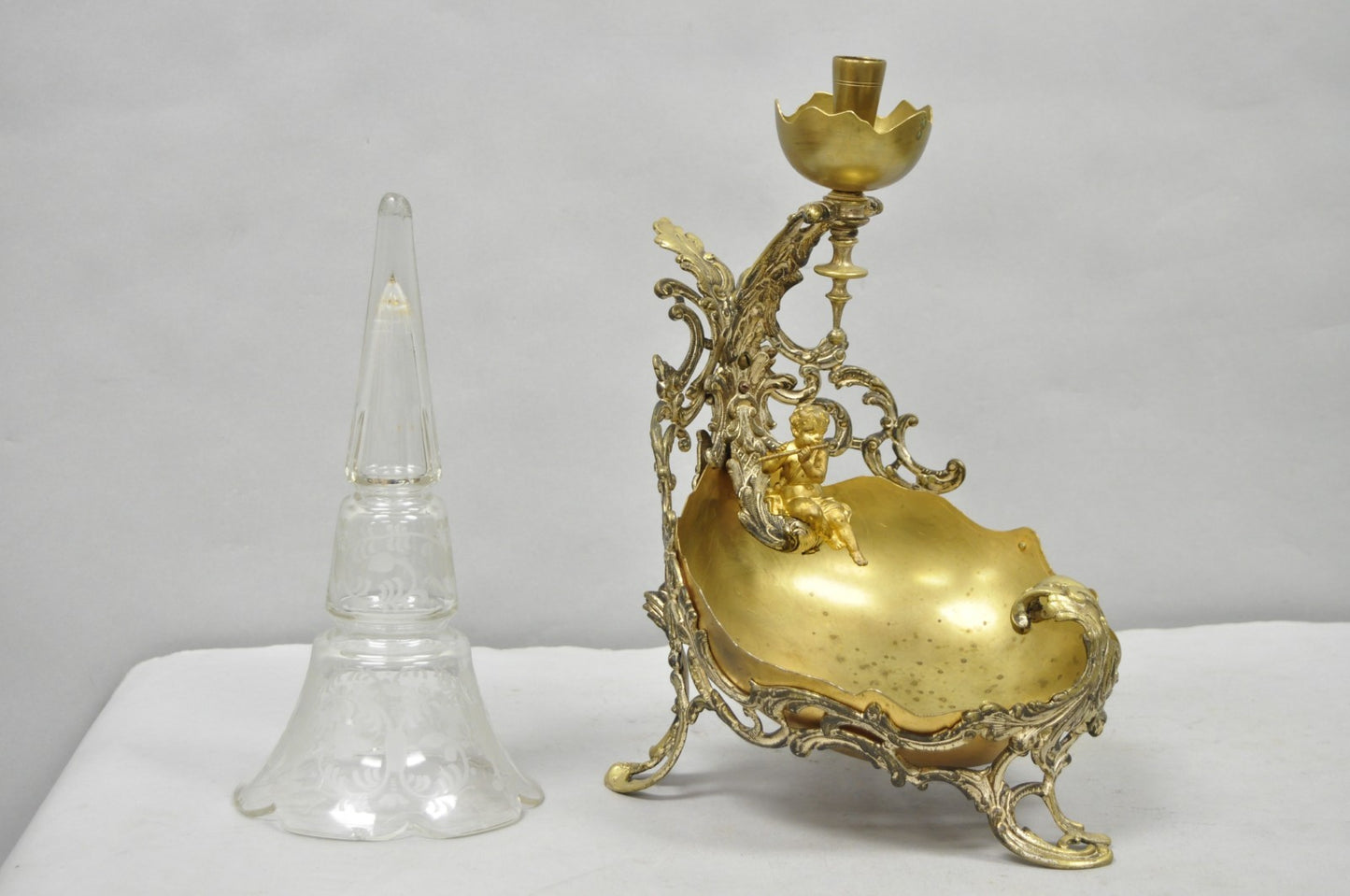 Antique French Louis XV Style Rococo Figural Bronze Cherub Centerpiece Epergne