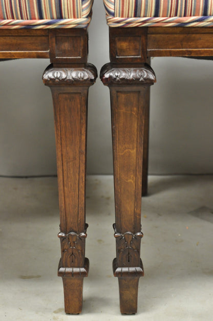 Vintage French Country Provincial Style Carved Walnut Dining Side Chair Set of 4