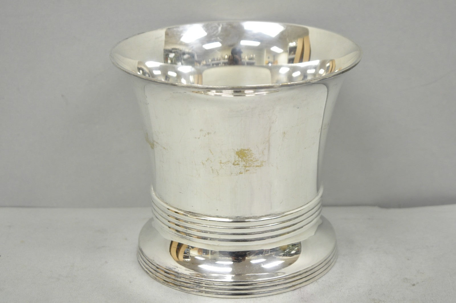 Antique English Regency Soldered Silver Plated Fluted Champagne Chiller Bucket