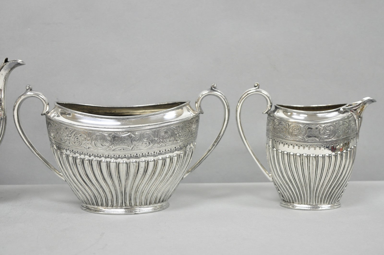 Antique James Dixon & Sons 4186 Victorian Silver Plated Tea Service Set - 4 Pcs
