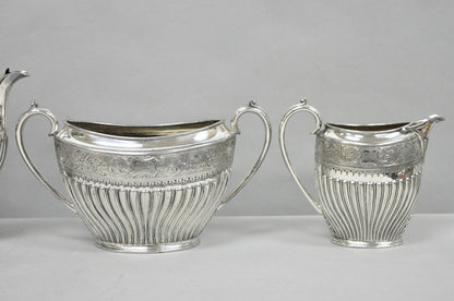 Antique James Dixon & Sons 4186 Victorian Silver Plated Tea Service Set - 4 Pcs