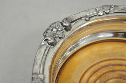 Antique English Victorian Silver Plated Rose Repousse Bar Wine Bottle Coaster