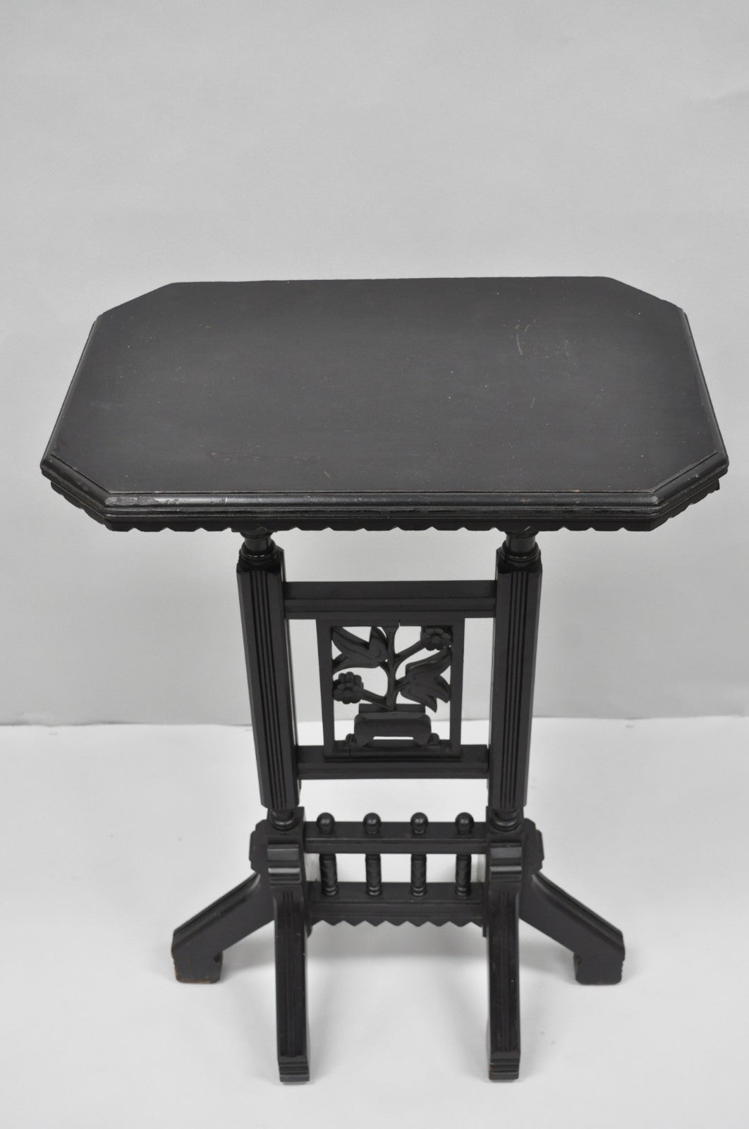 Antique Victorian Aesthetic Movement Black Ebonized 34" Plant Stand Side Table
