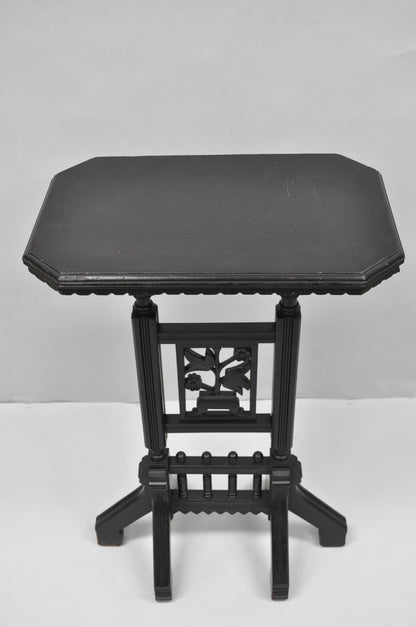 Antique Victorian Aesthetic Movement Black Ebonized 34" Plant Stand Side Table
