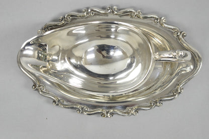 Vintage FB Rogers Silver Plated Victorian Gravy Sauce Boat w/ Attached Dish
