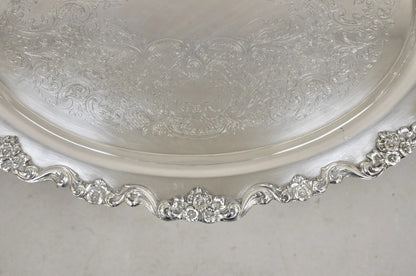 Vintage Poole 400 Lancaster Rose Large Silver Plated Serving Platter Bar Tray