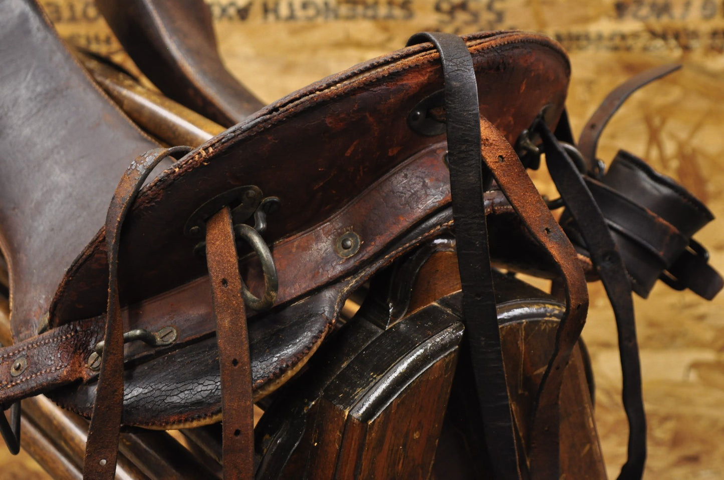 Antique McClellan Brown Leather 12 inch WWI Calvary Horse Saddle, Circa 1900