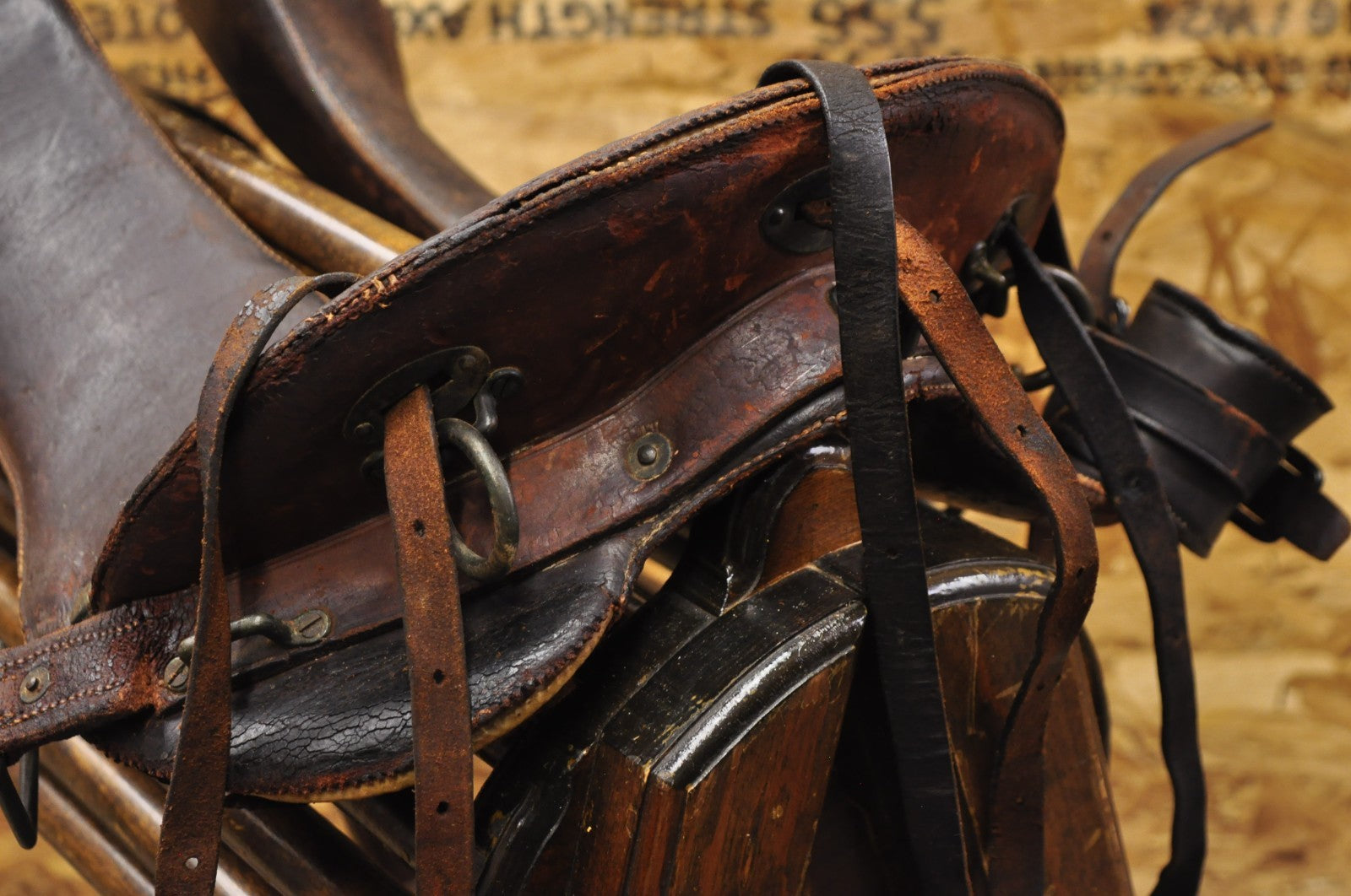 Antique McClellan Brown Leather 12 inch WWI Calvary Horse Saddle, Circa 1900