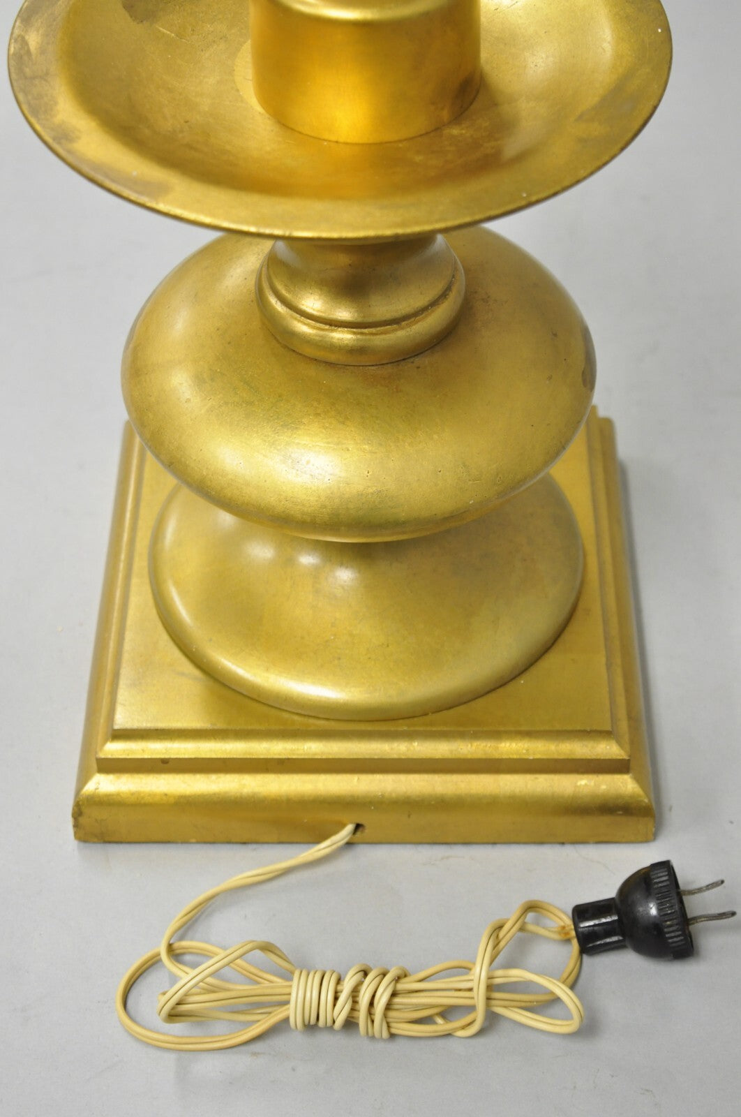 Vintage Italian Hollywood Regency Gold Giltwood Candlestick Table Lamp