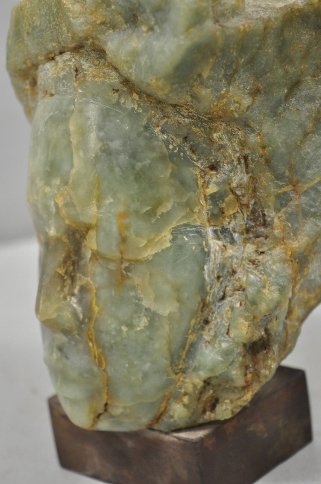 Vintage Chinese Carved Green Soapstone 8" Bust Head Small Figure Sculpture