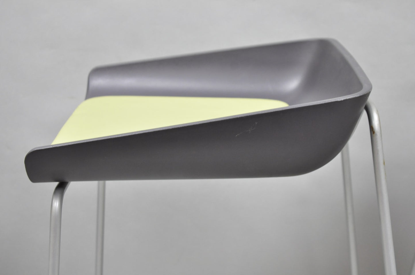 Turnstone by Steelcase Metal Scoop Barstool Stool w/ Green Cushion - Set of 3