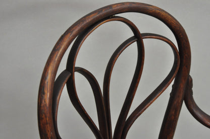 Antique Arts & Crafts Michael Thonet Oak Bentwood & Cane Swivel Captains Chair