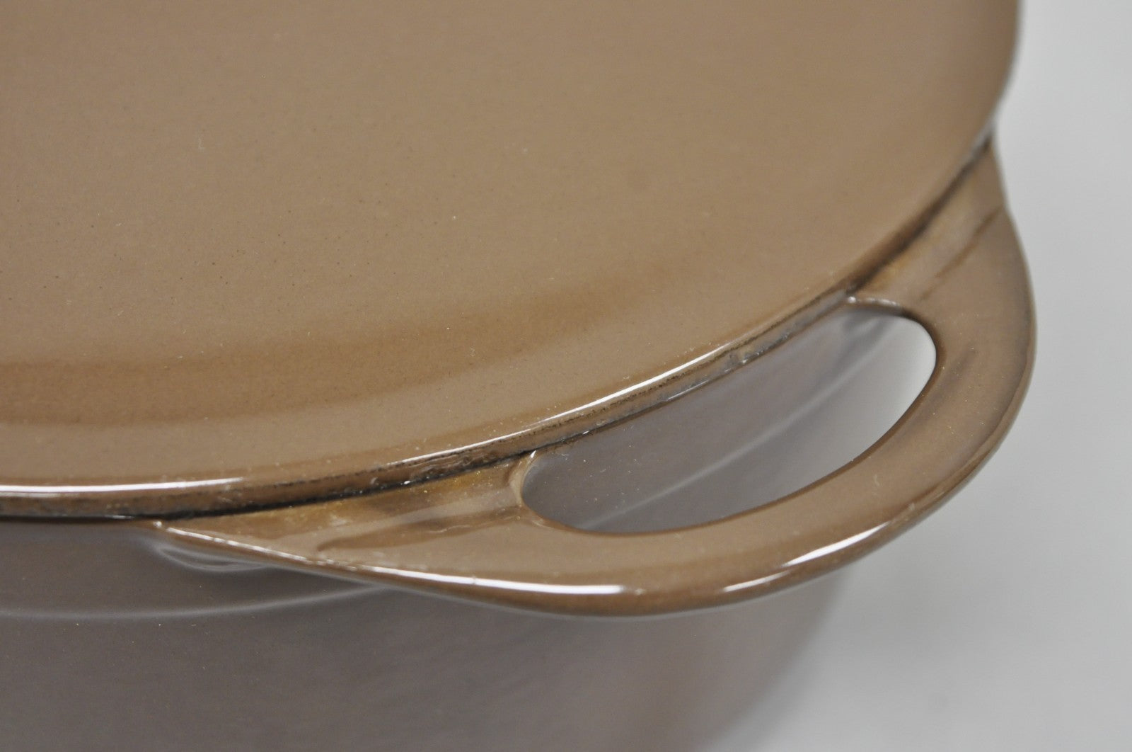 Vintage Cousances France Enameled Cast Iron Dutch Oven Pot Chocolate Brown # 22