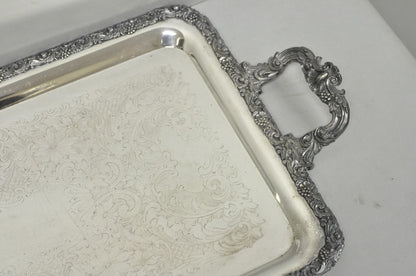 Vintage English Victorian Silver Plated Copper Narrow Serving Platter Bar Tray