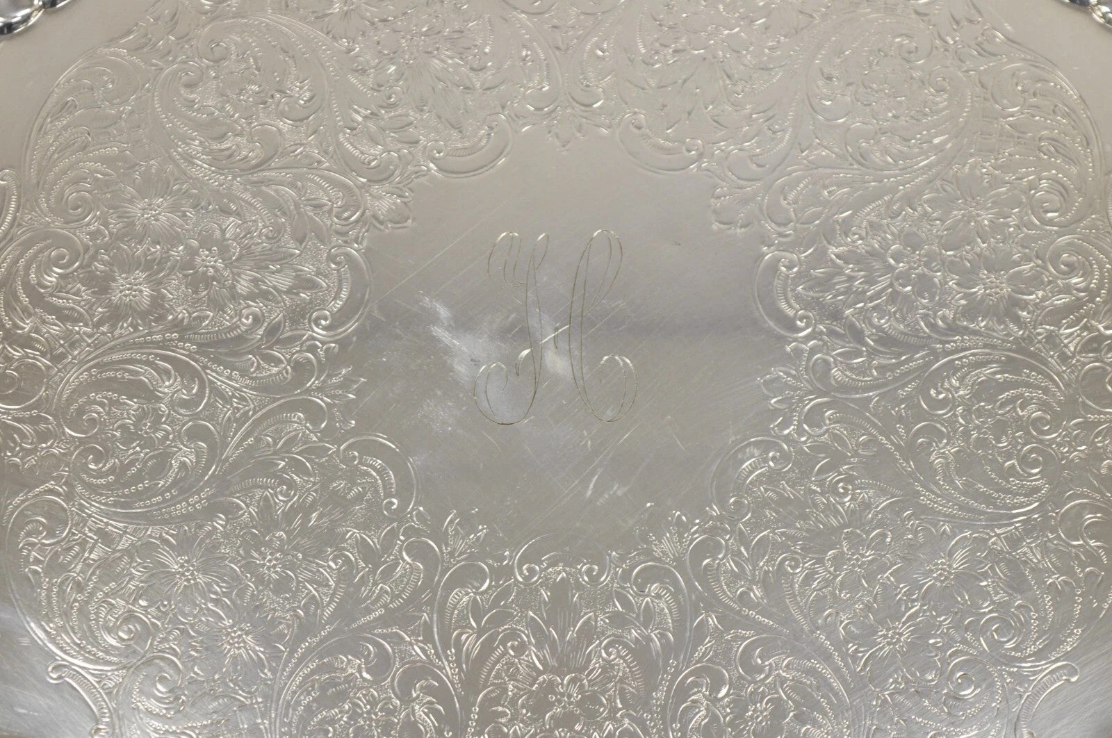 Vintage EPCA Silverplate by Poole 3216 Round Salver Platter Tray - Engraved