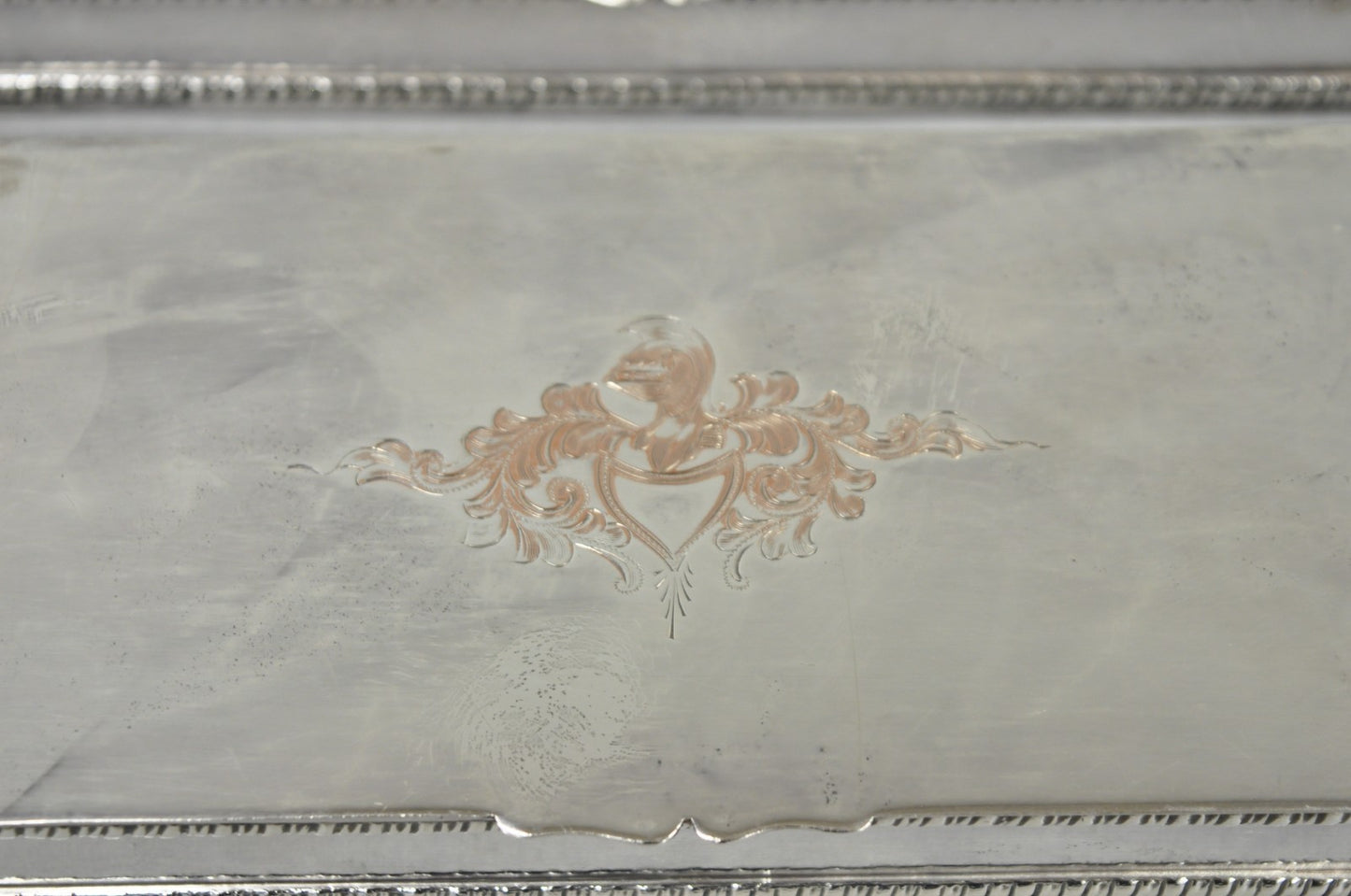 Vintage English Regency Silver Plated Narrow Vanity Dresser Jewelry Box - a Pair