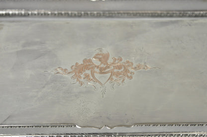 Vintage English Regency Silver Plated Narrow Vanity Dresser Jewelry Box - a Pair