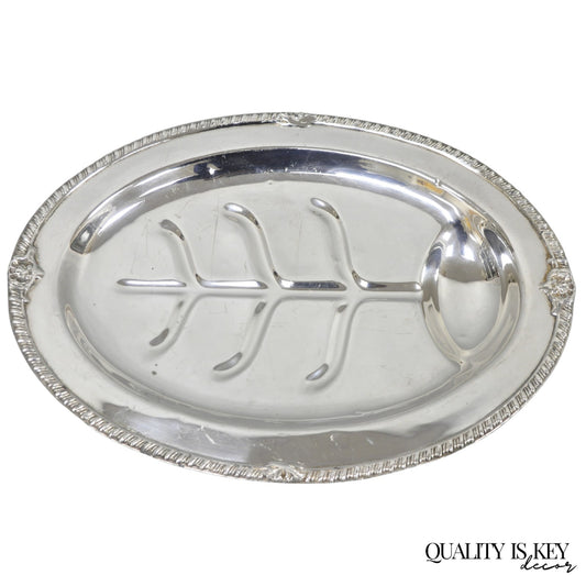 Vintage English Sheffield Silver Plated Meat Cutlery Oval Serving Platter Tray