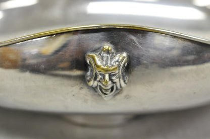 Vintage Regency Style Italian ARG 1000 Silver Plated Compote Fruit Bowl w/ Faces