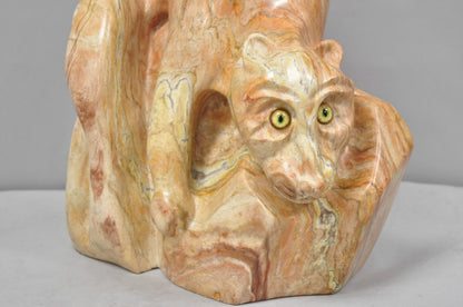 Vintage Seymour Shuren Modern Pink Carved Marble Abstract Panther Cat Sculpture