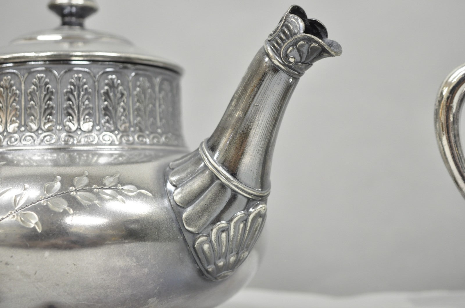 Antique James W Tufts 1948 Silver Plated Art Nouveau Tea Set - 5 Pc Set