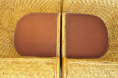 Ralph Lauren Attr. Large Woven Wicker Rattan Club Lounge Chairs - a Pair