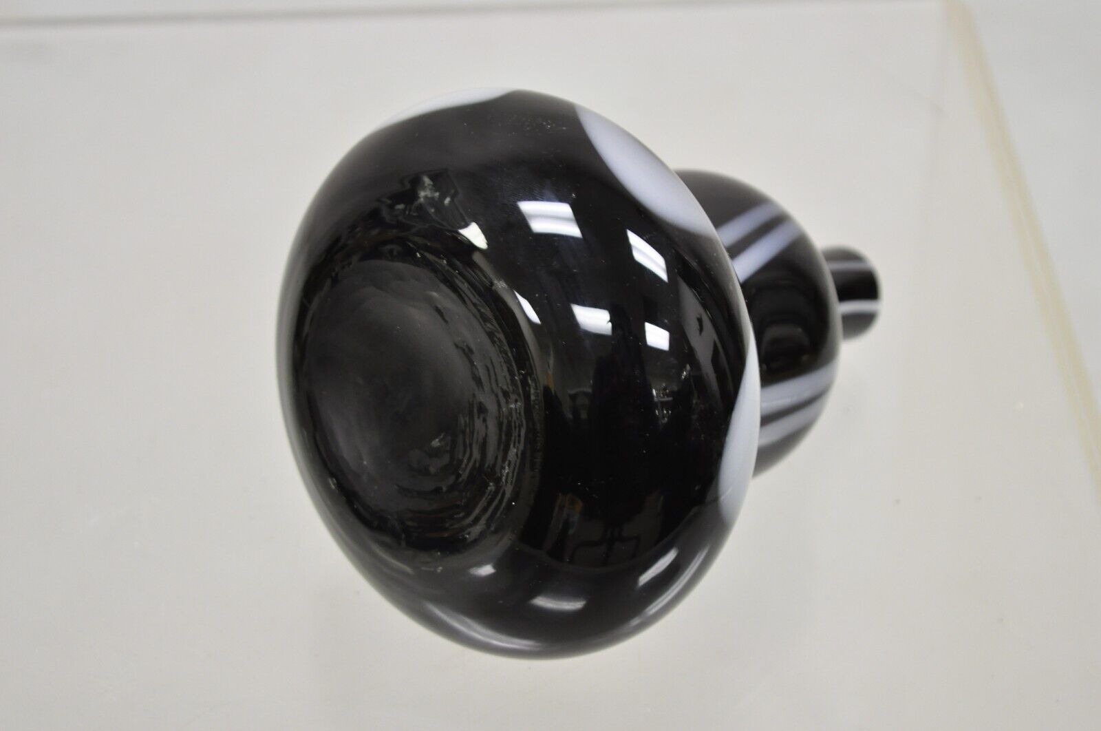Vintage Murano Black and White Hand Blown Art Glass Small Vase