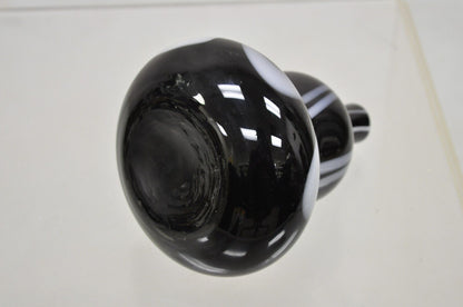 Vintage Murano Black and White Hand Blown Art Glass Small Vase