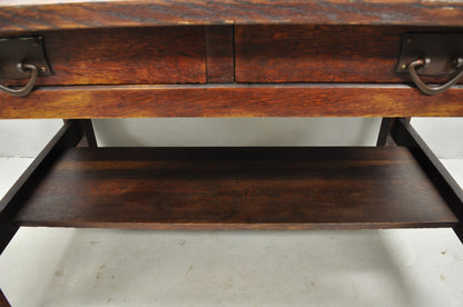 Antique Gustav Stickley Arts & Crafts Mission Oak Two Drawer Library Table Desk