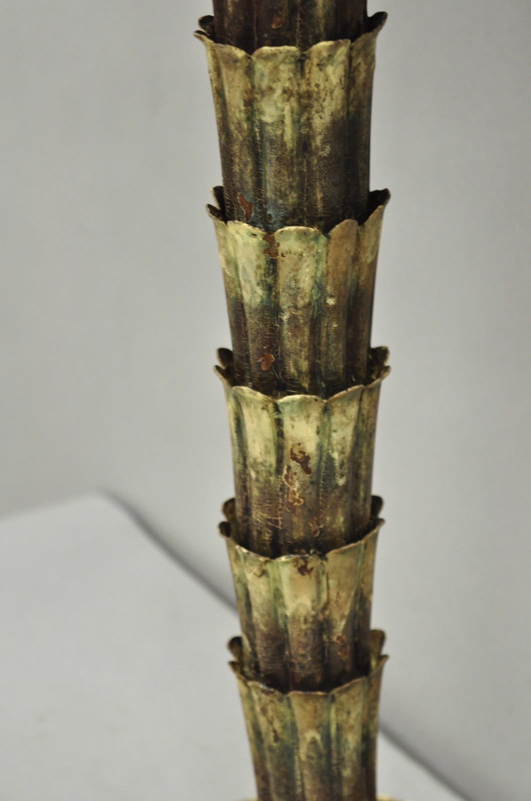 Vintage Italian Hollywood Regency Tole Metal Tropical Palm Tree Table Lamp