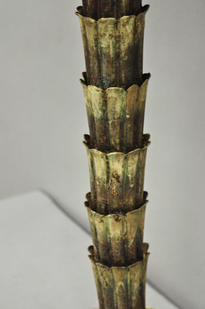 Vintage Italian Hollywood Regency Tole Metal Tropical Palm Tree Table Lamp