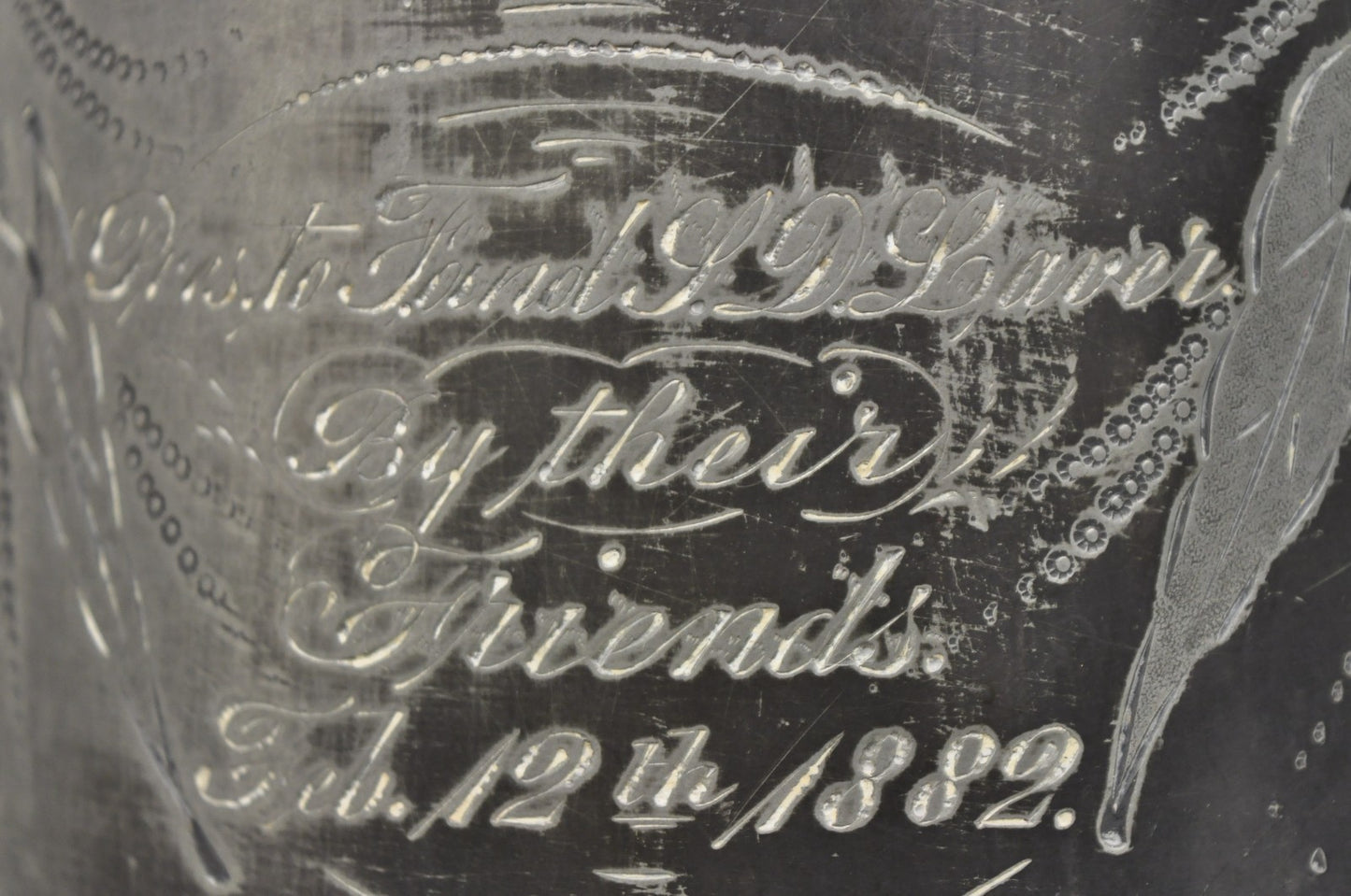 Antique English Victorian Silver Plated Tilting Coffee Pot on Stand w/ Engraving