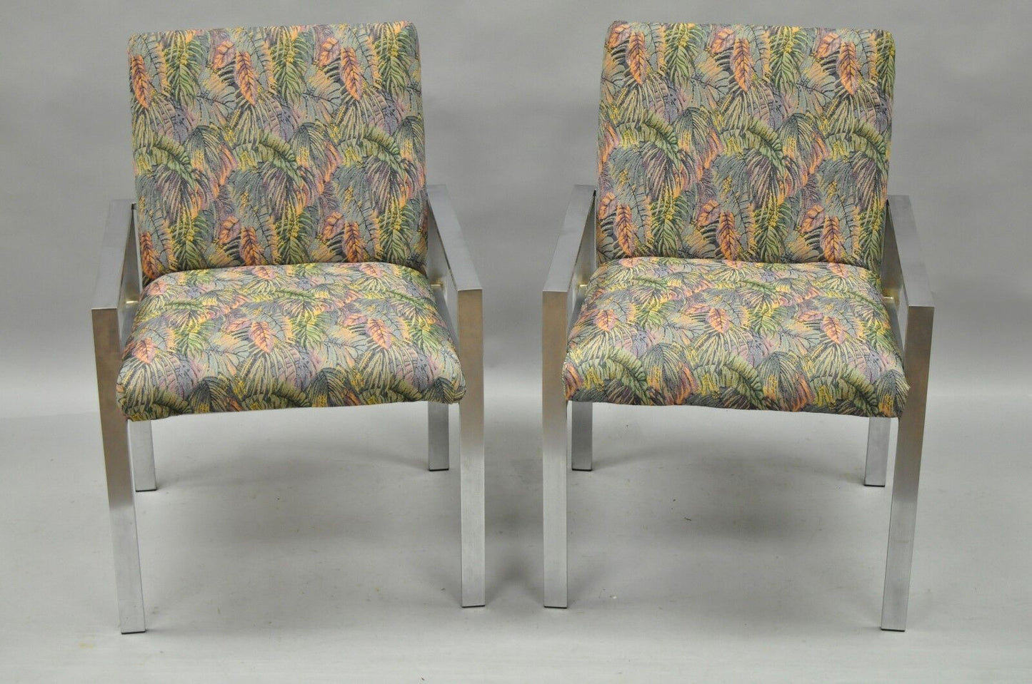 Pair Harvey Probber attr Aluminum Lounge Arm Chairs Vtg Metal Mid Century Modern