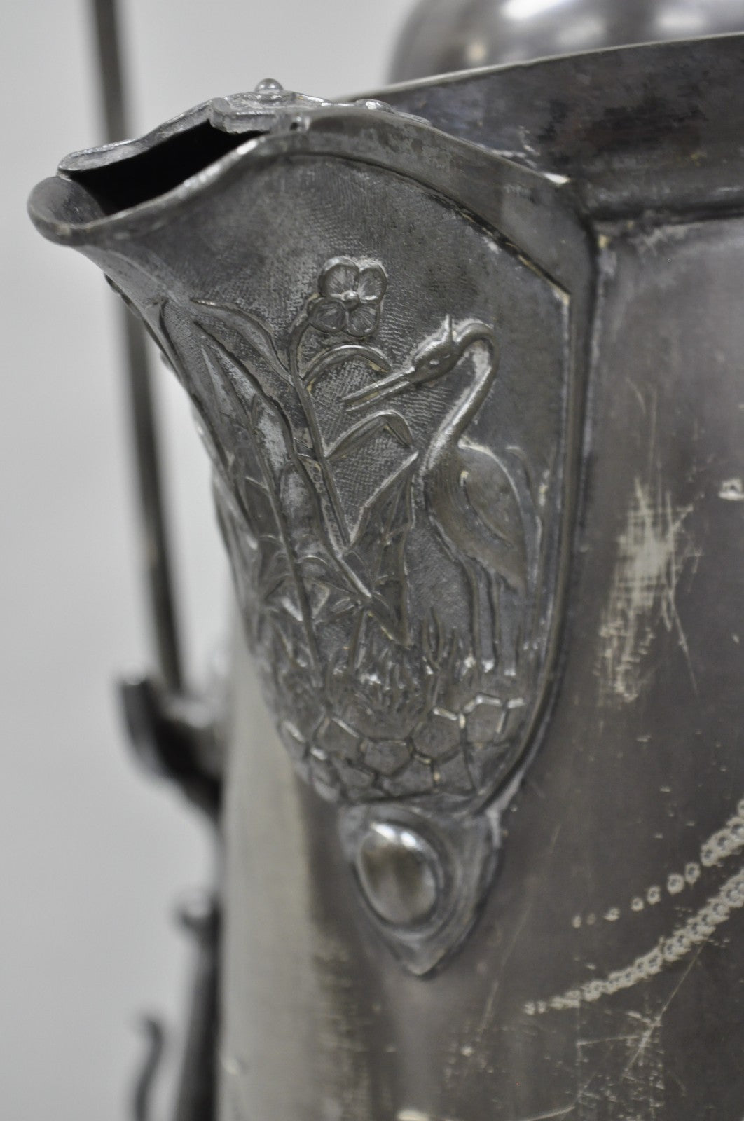 Antique English Victorian Silver Plated Tilting Coffee Pot on Stand w/ Engraving