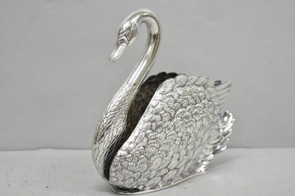 Vintage Art Nouveau Godinger Italy Silver Plated Swan Bird Napkin Letter Holder