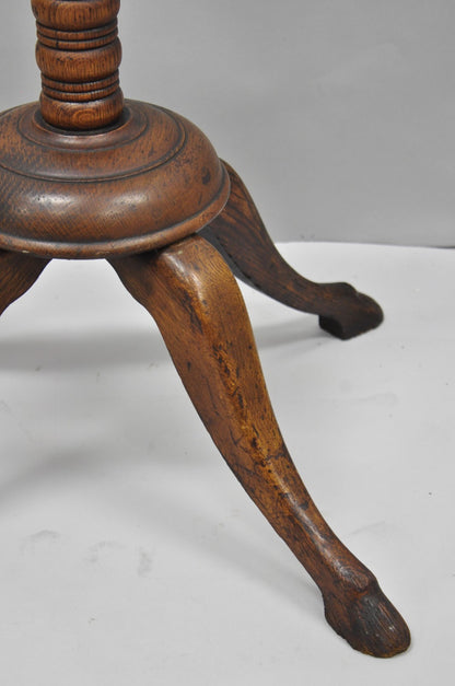 Antique Arts & Crafts Mission Oak Wood Carved Hoof Foot Standing Coat Rack Tree