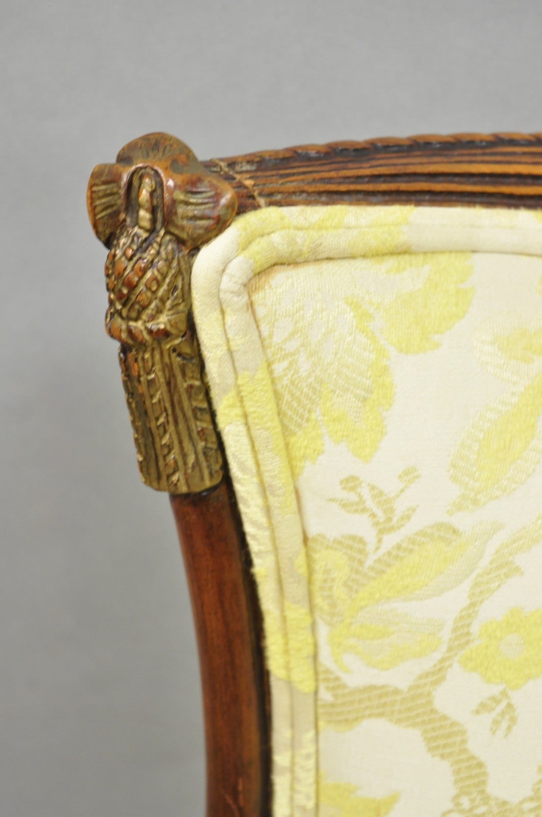 Vintage French Hollywood Regency Carved Mahogany Parlor Lounge Chairs - a Pair