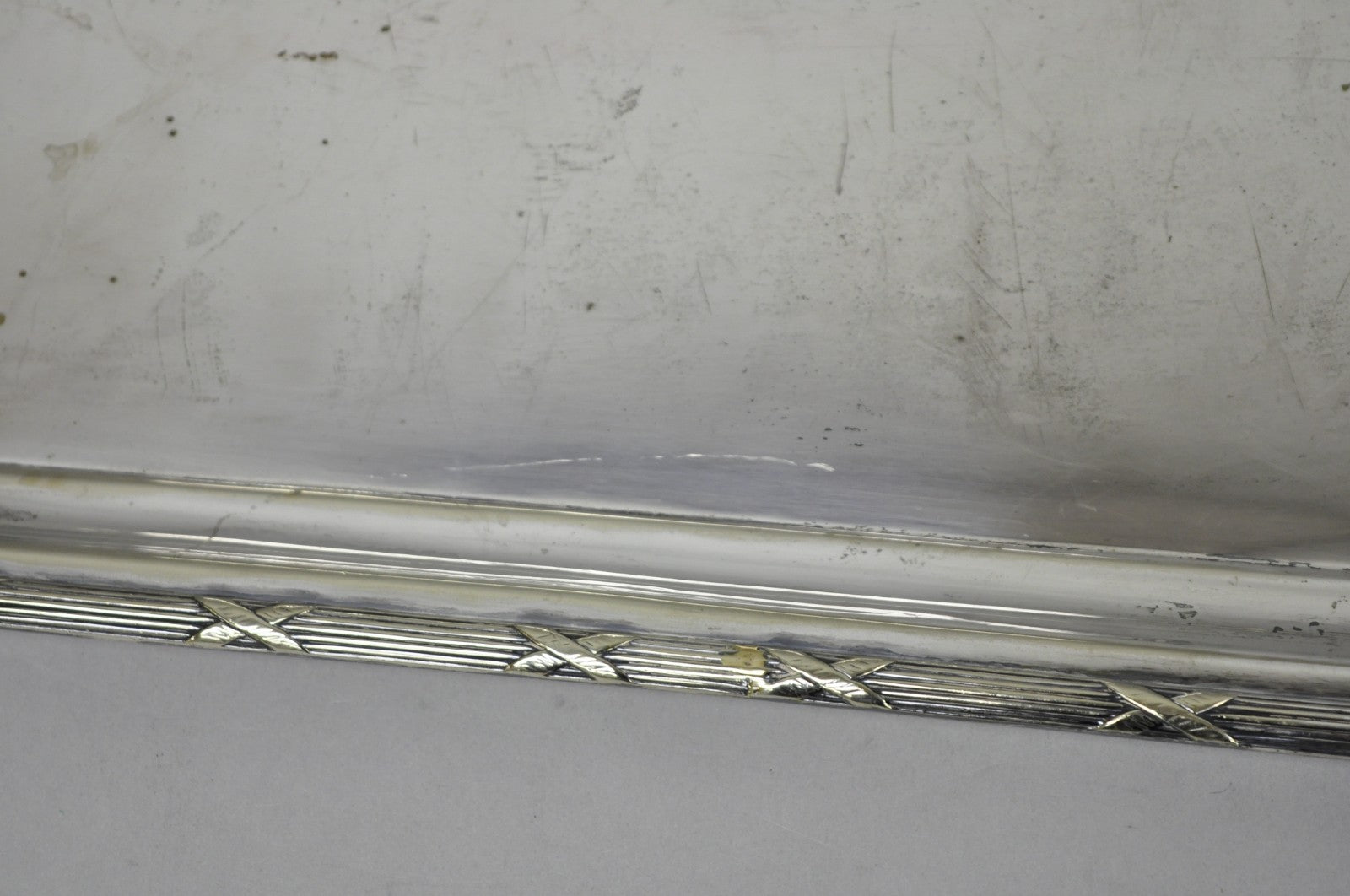 Antique Waring & Gillow English Edwardian Lrg Silver Plated Serving Platter Tray
