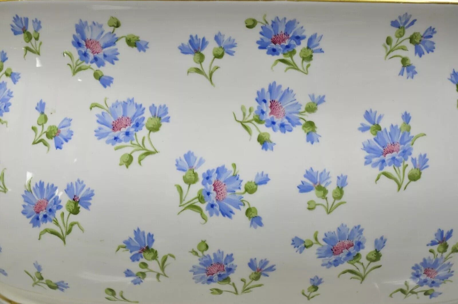 Antique English A.B. Daniell and Son Blue Flower  20" Porcelain Foot Bath Basin